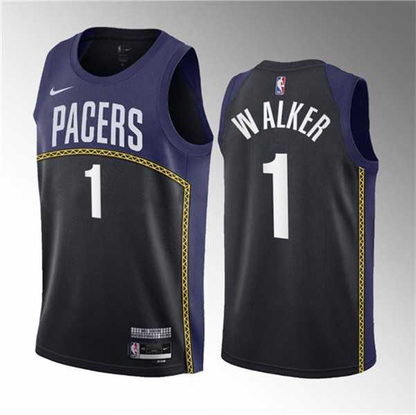 Mens Indiana Pacers #1 Jarace Walker Blue 2023 Draft City Edition Stitched Basketball Jersey Dzhi